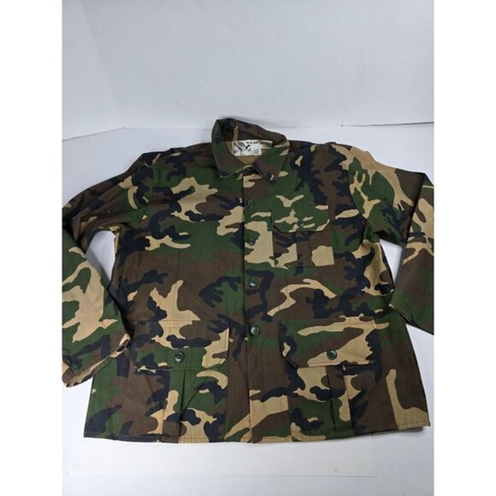 Vintage Duck Bay Mens Brown Camouflage Hunting Jacket Outdoors‎ L Large Woodland